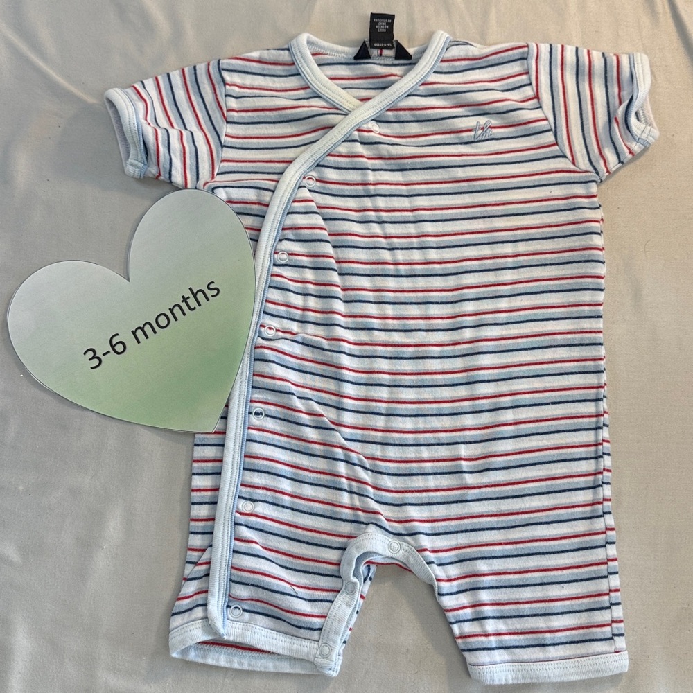 Tommy Hilfiger - Striped Bodysuit Romper with Short Sleeves.